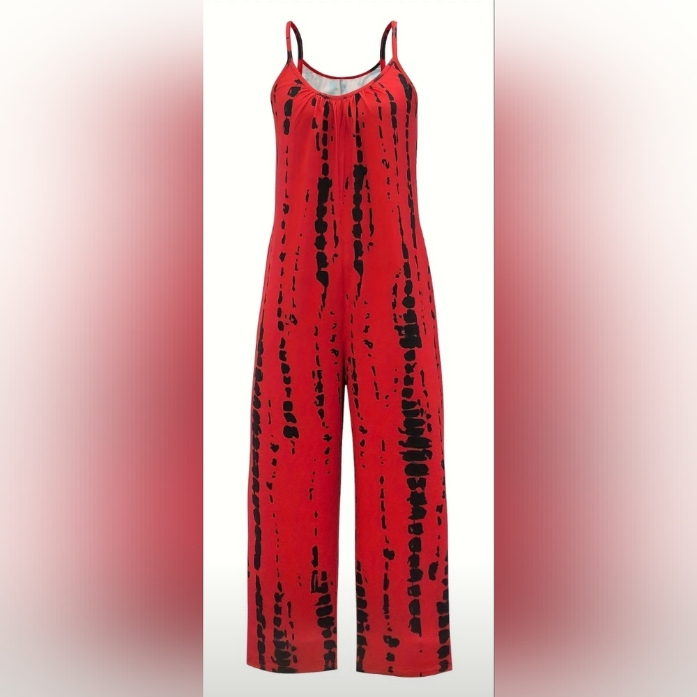 Red and Black Patterned Romper
